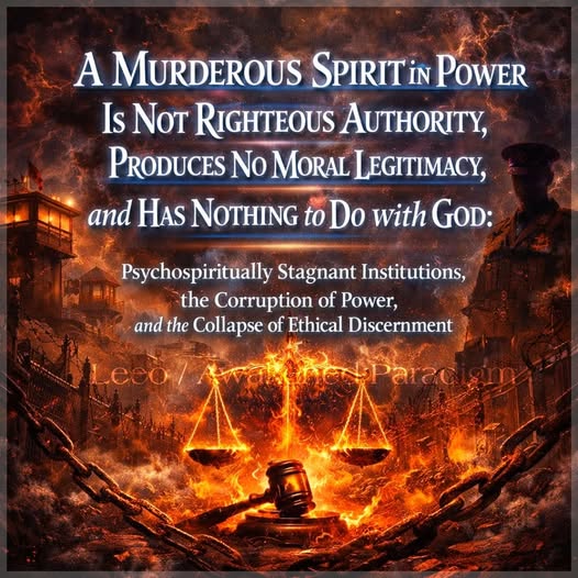 A Murderous Spirit in Power Is Not Righteous Authority, Produces No Moral Legitimacy, and Has Nothing to Do with God: Psychospiritually Stagnant Institutions, the Corruption of Power, and the Collapse of Ethical&nbsp;Discernment